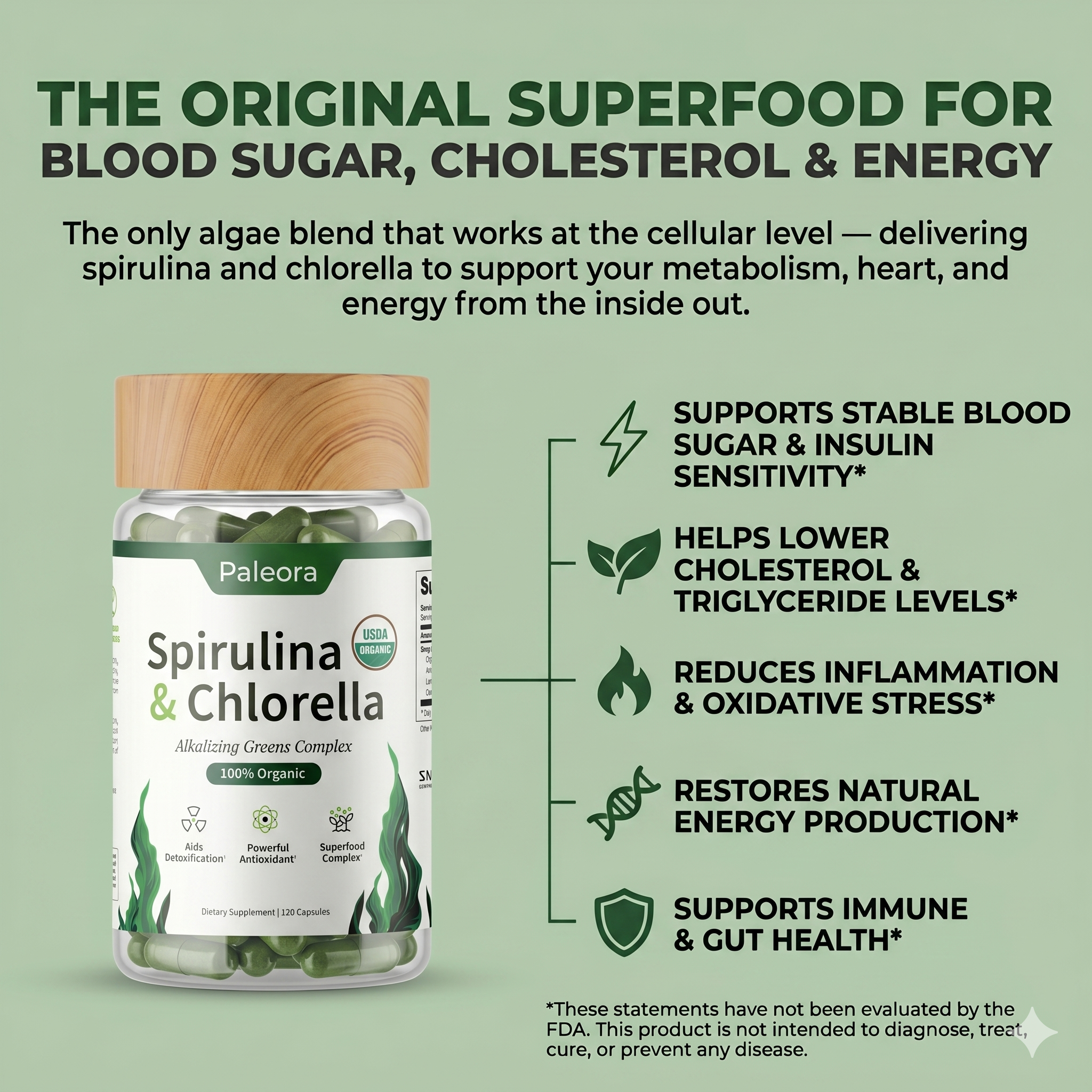 Paleora Spirulina + Chlorella Tablets